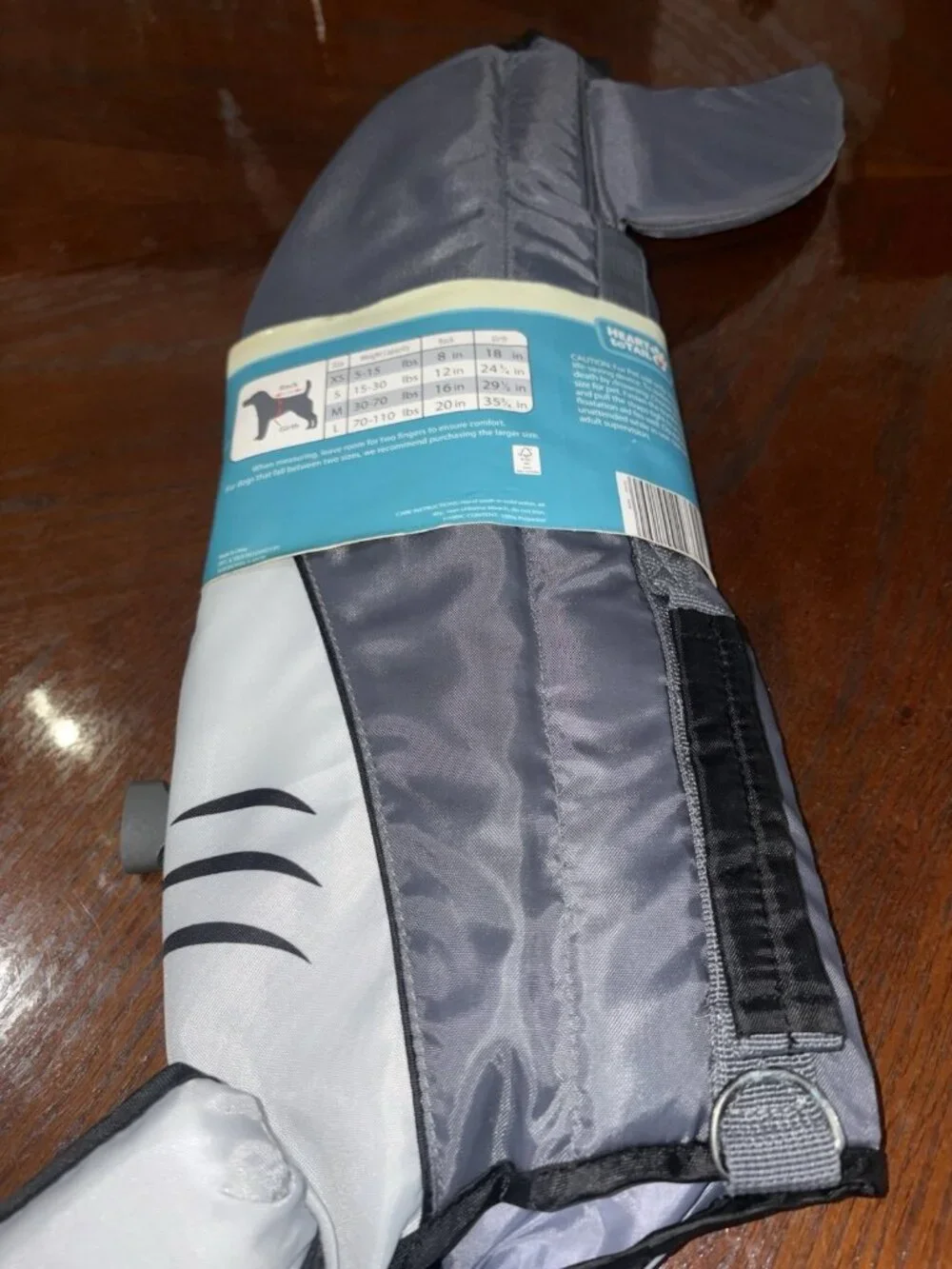 Heart to Tail Dog Shark Flotation Aid Life Jacket Large 70-110 Lb Rescue Handle